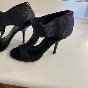 COPY - Tory Burch black leather embossed T strap